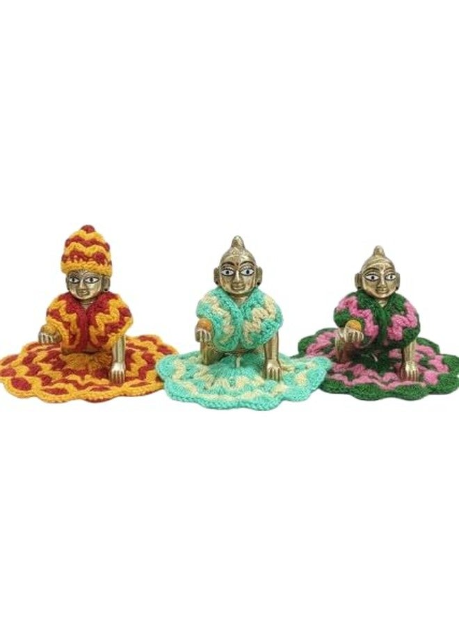 ARYADIT فستان ARYADIT Laddu Gopal من الصوف الثقيل مع عمل موتي (عبوة من 3 قطع) | لادو جوبال فستان الشتاء | كانها جي ثاكور جي وورم بوشاك مع قبعة | ألوان وتصميمات عشوائية (0) - Image 5